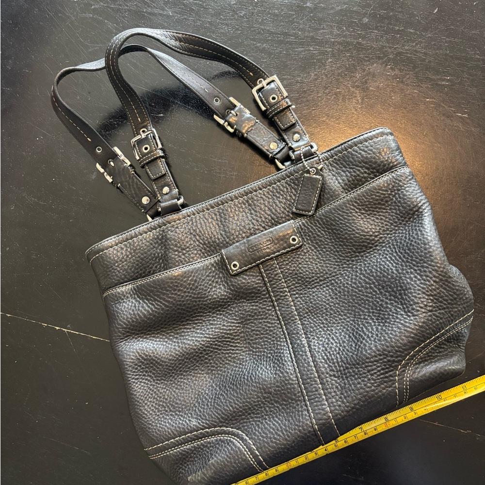 Coach Black and Cream Leather Tote